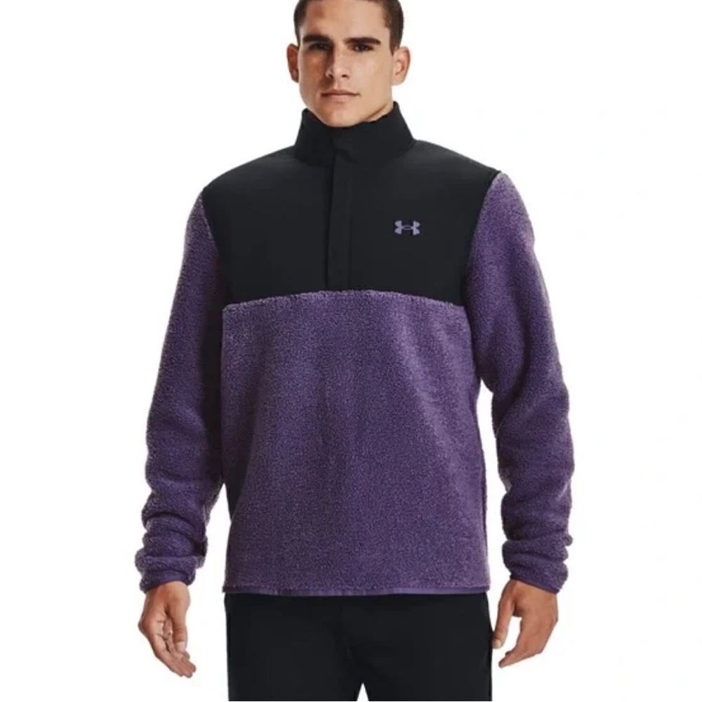 Under Armour Golf Purple Sherpa Fleece Snap Neck Pullover sweatshirt